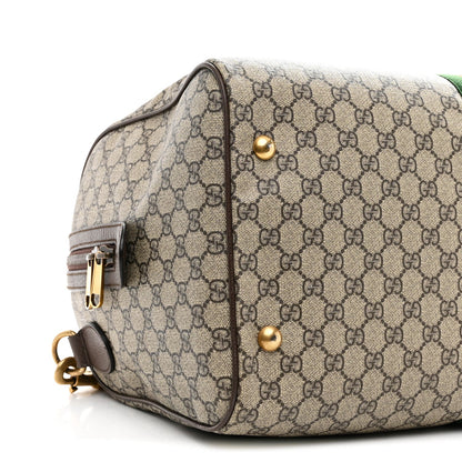GG Supreme Monogram Textured Dollar Calfskin Web Medium Ophidia Carry-On Duffle Bag Beige Ebony New Acero