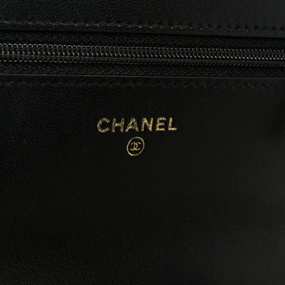 Lambskin Quilted Chanel 19 Wallet On Chain WOC Black