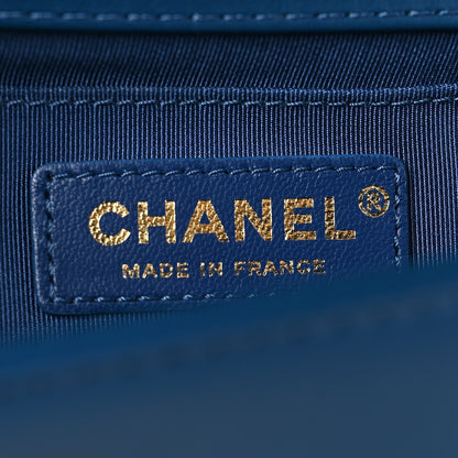 Calfskin Quilted Medium Boy Top Handle Flap Blue