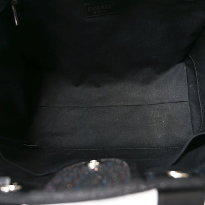 Calfskin Sequin Medium Deauville Tote Black