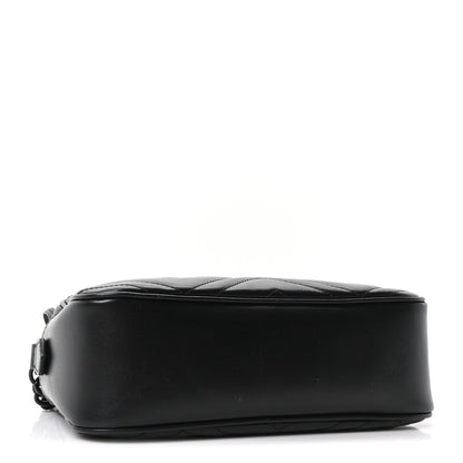 Calfskin Matelasse Monochrome Small GG Marmont Chain Shoulder Bag Black