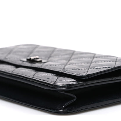 Glazed Aged Calfskin Reissue Wallet On Chain WOC So Black