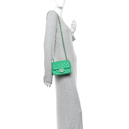 Lambskin Quilted Mini Square Flap Green
