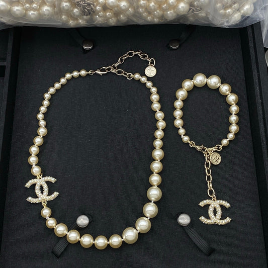 Chanel Pearl Necklace Bracelet